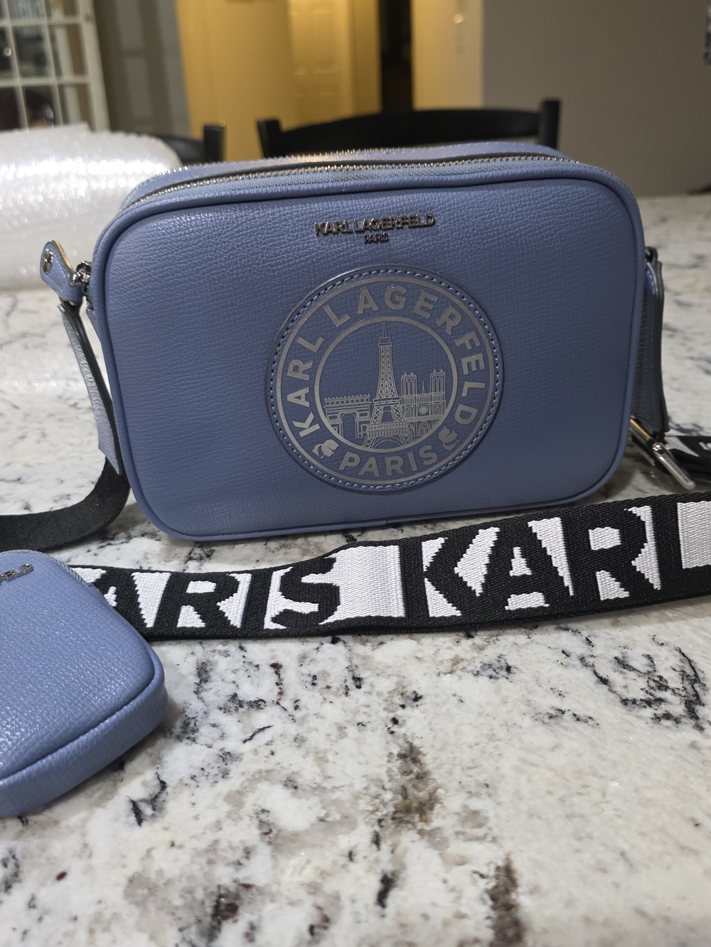 Karl Lagerfeld Paris Dusty Blue Crossbody Camera Bag